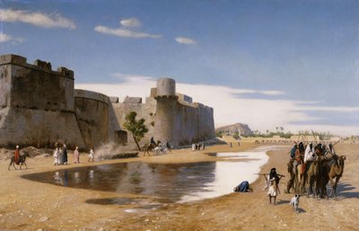 Une caravane arabe devant une ville fortifiée, vers 1895 - Jean Leon Gerome