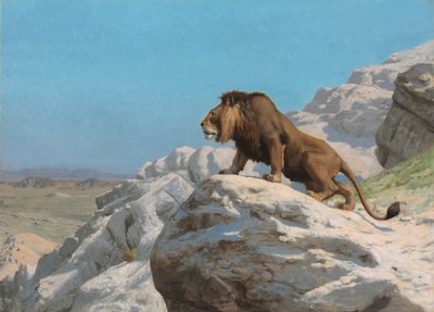 Lion en alerte - Jean Leon Gerome