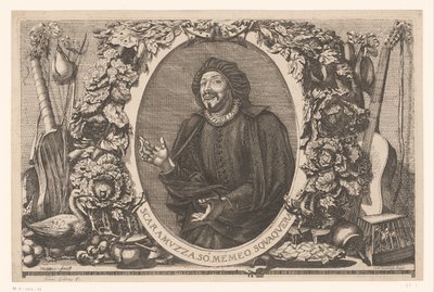 Portrait de Tiberio Fiorilli dans le rôle de Scaramuccia (Scaramouche) - Jean Lepautre (attributed to)