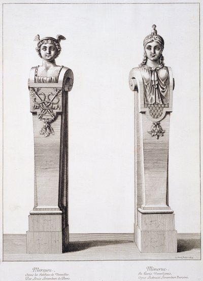 Bustes de Mercure et Minerve par Louis Lerambert à Versailles, 1674 - Jean Lepautre