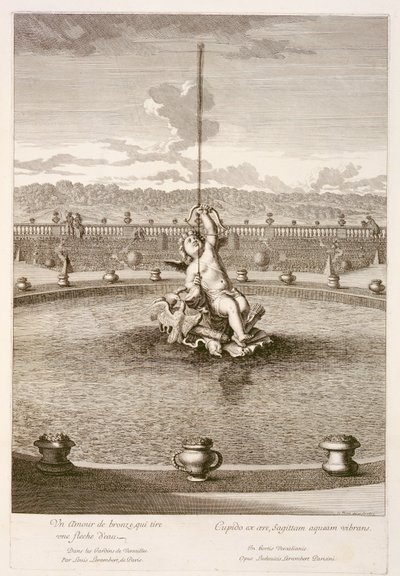 Fontaine avec cupidon tirant une flèche d