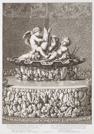 Fontaine avec deux cupidons chevauchant une écrevisse, conçue par Jacques Houseau, à Versailles, 1677 - Jean Lepautre