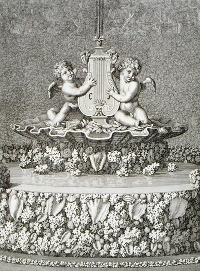 Deux Cupidons tenant une lyre, une fontaine à Versailles - Jean Lepautre