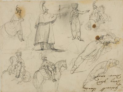 Croquis de soldats et de chevaux - Jean Louis André Théodore Géricault
