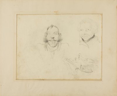 Trois caricatures de têtes - Jean Louis André Théodore Géricault