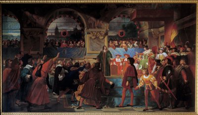 Le roi Louis XII proclamé père du peuple aux États généraux de Tours le 14 mai 1506. Ce titre lui est donné car il a réduit la taille, impôt payé par les roturiers - Jean Louis Bezard