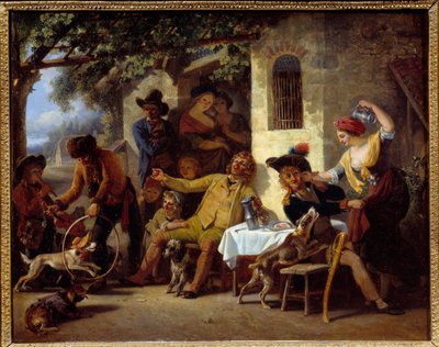 Saltimbanques devant une auberge - Jean Louis Demarne