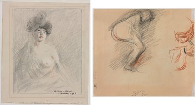 Courtisane (recto) Esquisses de figures (verso) - Jean Louis Forain