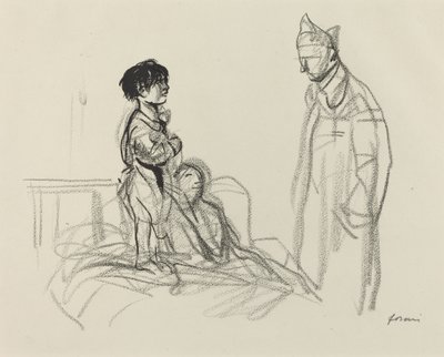 Mère et enfant visités par un soldat à l