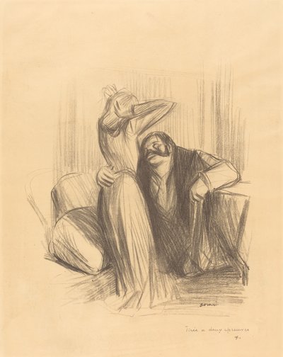 Scène dans une chambre privée (plaque verticale) - Jean Louis Forain