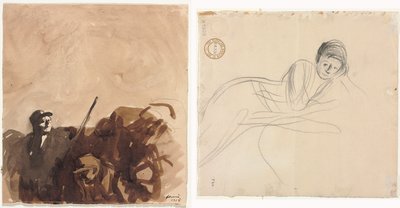 Soldat dans une Tranchée (recto) Femme Allongée (verso) - Jean Louis Forain