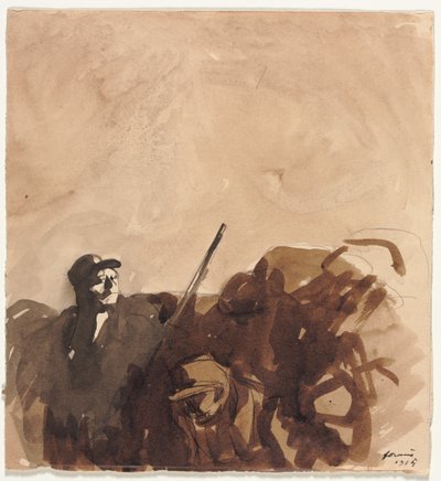 Soldat dans une tranchée recto Femme allongée verso - Jean Louis Forain