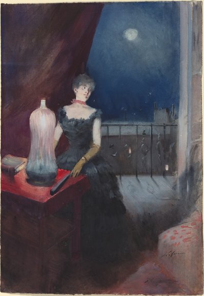 Femme debout avec un éventail - Jean Louis Forain