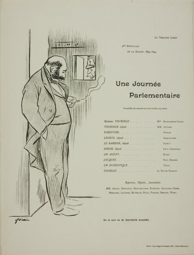 Programme de théâtre pour Une Journée Parlementaire - Jean Louis Forain