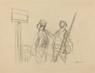Deux soldats regardant une affiche, probablement 1918 - Jean Louis Forain
