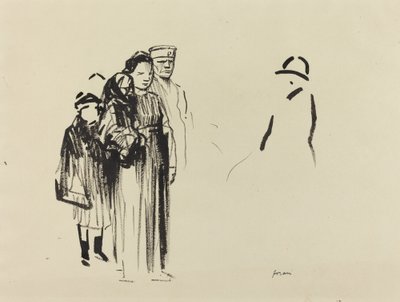 Femme et deux enfants avec des soldats allemands, vers 1914-1919 - Jean Louis Forain