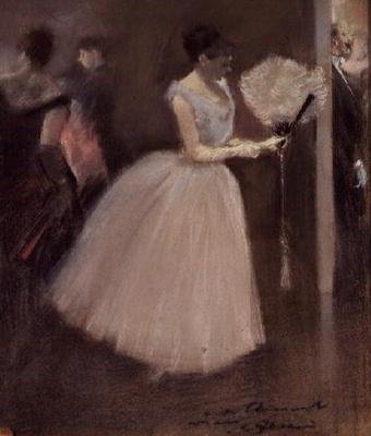Femme en blanc avec un éventail, vers 1884 - Jean Louis Forain