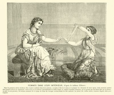 Femmes filant de la laine dans une maison, Rome antique - Jean Louis Hamon