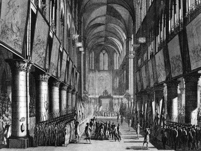 Révolution française : Bénédiction des drapeaux de la Garde nationale par Monseigneur Juigné à l