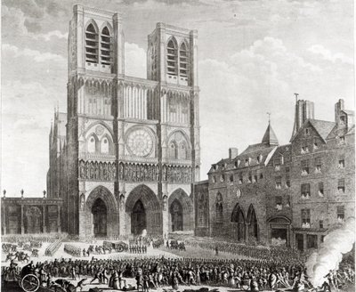 Thomas de Mahy (1744-90) Marquis de Favras faisant des excuses honorables devant Notre-Dame, gravé par Pierre Gabriel Berthault (1737-1831) 1790 - Jean Louis the Younger Prieur