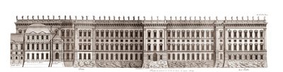 Le Louvre à Paris, projet de Gian Lorenzo Bernini : élévation de la façade principale côté Seine - d