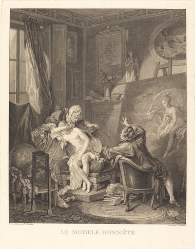 Le modèle honnête - Jean Michel Moreau and Jean Baptiste Blaise Simonet after Pierre Antoine Baudouin