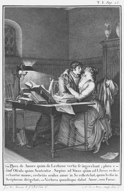 Héloïse et Abélard dans leur étude, illustration des 