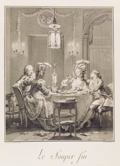 Le Fin Souper, 1781, gravé par I.S. Helman (1743-1809) - Jean Michel the Younger Moreau