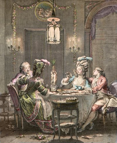 Le souper fin - gravure de Moreau Jean Michel, le Jeune (1741-1814) - le Souper Gourmet, gravé par Isidore Stanislas Helman (1743-1809) 1781 d