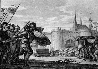 Armée viking attaquant Saint Germain des Prés et son abbaye. 9ème siècle. Gravure de Jean Michel Moreau, dit Moreau le Jeune (1741-1814) - Jean Michel the Younger Moreau