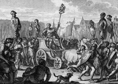 Défilé de Philippe II Auguste (1165-1223) dans les rues de Paris, après la victoire de l