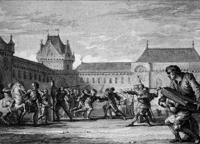 Institution des pages : établissement de formation aux tâches physiques et domestiques du métier de page. Période carolingienne, règne de Charlemagne, 8ème-9ème siècle. Gravure de Jean Michel Moreau, dit Moreau le Jeune - Jean Michel the Younger Moreau