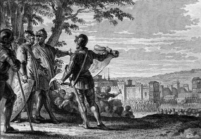 Le roi Louis III (863-882) et Carloman II (867-884) assiégeant la ville de Vienne, 883. Gravure de Jean Michel Moreau, dit Moreau le Jeune (1741-1814) - Jean Michel the Younger Moreau