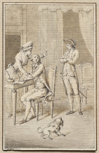 Trois figures avec un chien - Jean Michel the Younger Moreau