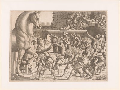 Entrée du cheval de Troie (Histoire de la guerre de Troie) - Jean Mignon (attributed to)