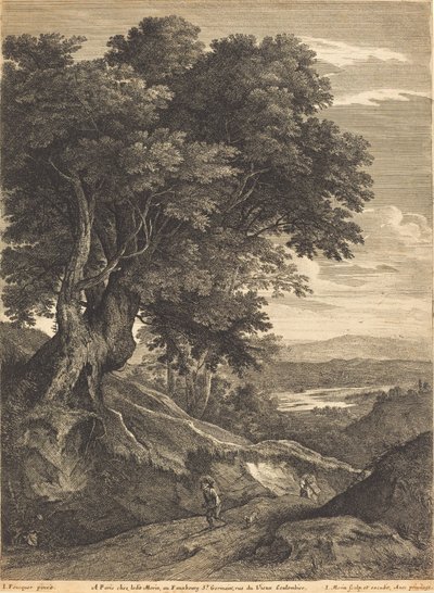 Paysage vallonné avec voyageurs à pied - Jean Morin, after Jacques Fouquières