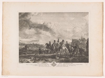 Chasseurs se reposant dans un paysage - Jean Moyreau