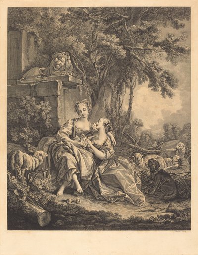Les deux confidentes - Jean Ouvrier after François Boucher