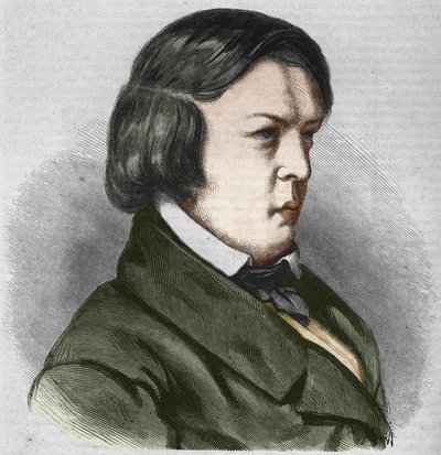 Robert Schumann compositeur allemand. Dessin de J.B. Laurens. - Jean Paul Laurens