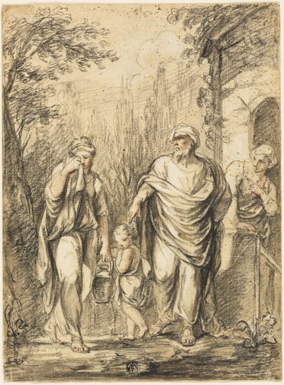 Abraham chassant Agar et Ismaël - Jean Pierre Antoine Tassaert
