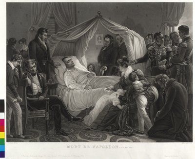 Entouré par les fidèles Napoléon I sur le lit de mort - Jean Pierre Marie Jazet