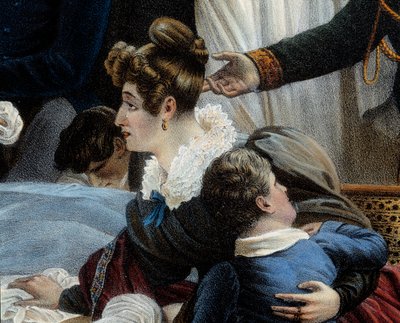 La mort de Napoléon, 5/05/1821 à Sainte-Hélène (détail représentant Fanny Bertrand) - Jean Pierre Marie Jazet
