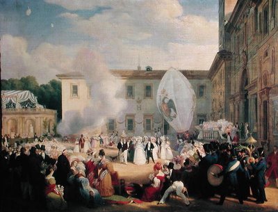François René (1768-1848) Vicomte de Chateaubriand, recevant la Grande-Duchesse Elena de Russie (1807-73) dans les jardins de la Villa Médicis, 29 avril 1829, 1830 - Jean Pierre Norblin de La Gourdaine