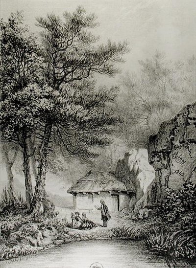 Cabane de Jean-Jacques Rousseau (1712-78) à Ermenonville, 1842 - Jean Pierre after Thenot
