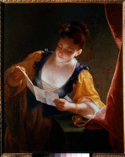 Jeune femme lisant une lettre - Jean Raoux