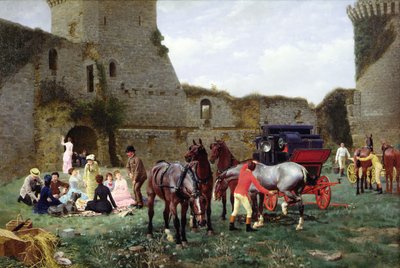 Déjeuner dans les ruines de Hunaudaye - Jean Richard Goubie