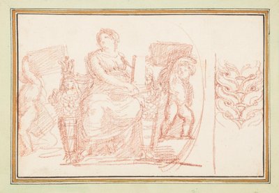 Figure féminine assise avec des livres et des putti - Jean Robert Ango