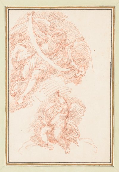 Figure ailée tenant une sangle avec putto - Jean Robert Ango