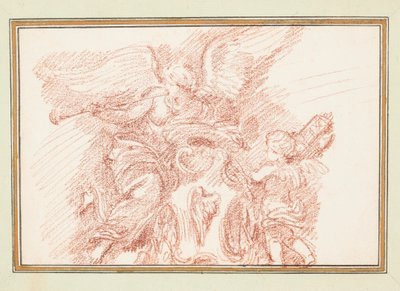 Figure ailée avec une corne et putto avec faisceaux - Jean Robert Ango