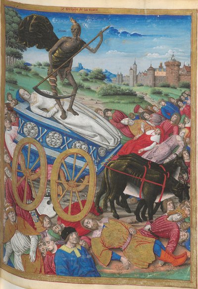 Le triomphe de la Mort : la mort de Laura. Miniature de Pétrarque, Les Triomphes - Jean Serpin